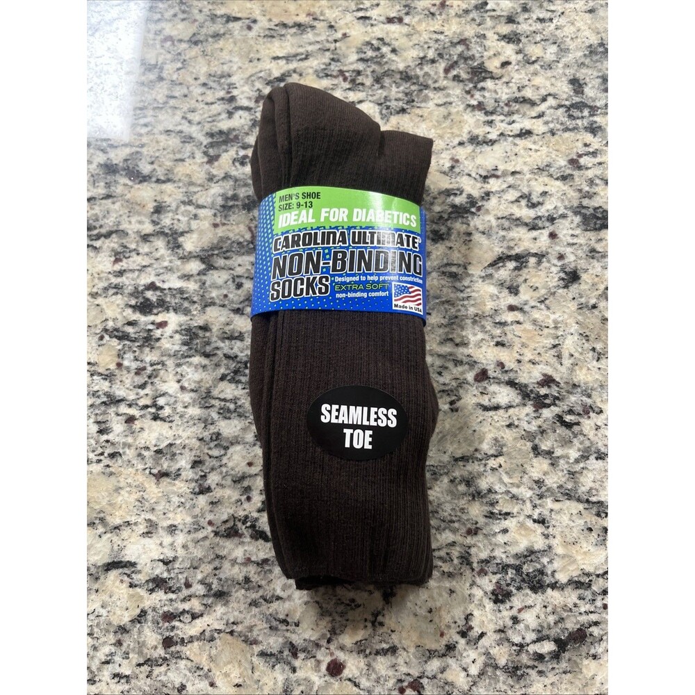 NWT Carolina Ultimate Diabetic Socks Non Binding Seamless 2-Pack Mens 9-13
